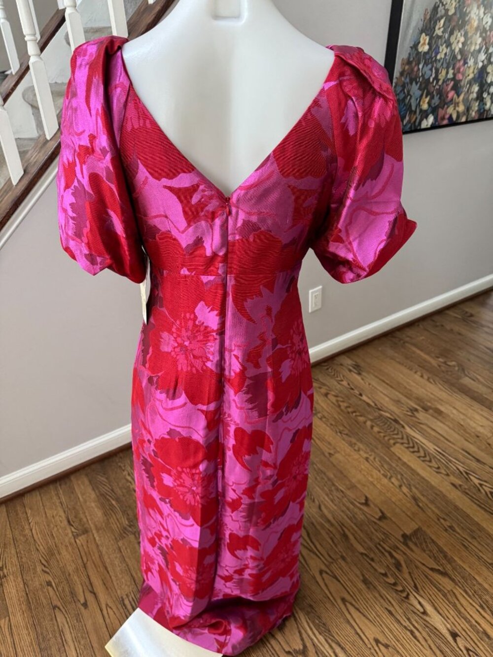 Aidan Mattox Pink and Red Floral Maxi Dress - Picture 4 of 4
